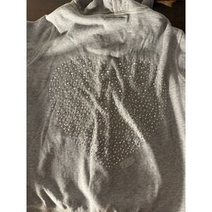 PINK Victoria's Secret Full Zip Hoodie Heart Rhinestone Detail Size M